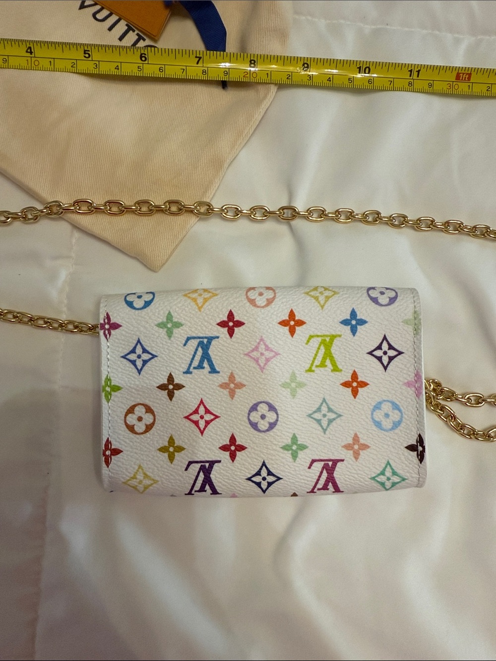 Louis Vuitton MURAKAMI White Multicolor Monogram  with Gold Chain belt bag - Picture 12 of 15